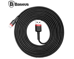 Adatátvitel adatkábel Baseus Cafule nyílon harisnyázott USB / Lightning kábel QC3.0 2A 3m fekete / piros (CALKLF-R91)